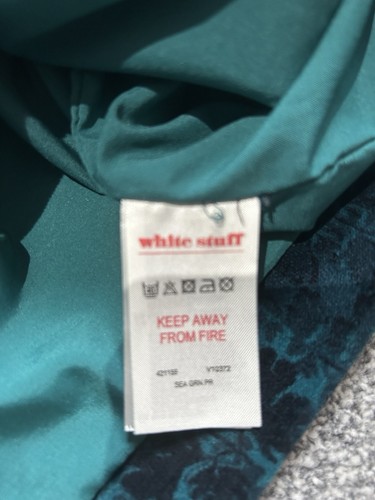 White Stuff Dark JadeGreen Velvet Cotton Leaf Pattern Short Skirt Size 10 Lined - Picture 7 of 8