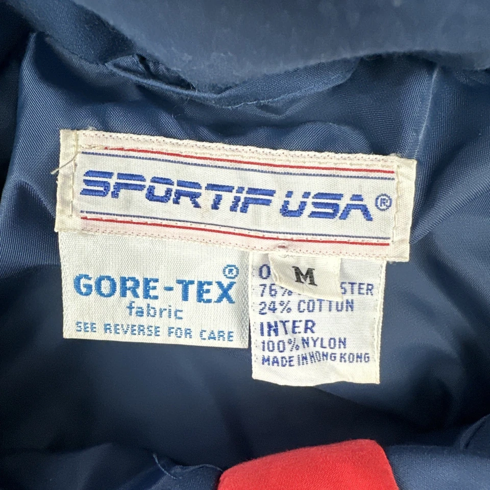 Chaqueta De Colección Sportif EE. UU. Gore Tex Hombres Mediana Azul Roja Con Capucha Agua Resistente al Viento Foto 2 de 4