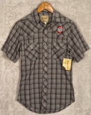 Wrangler Men s Pearl Snap Western Shirt Small Gray Plaid Button Up S Cowboy New