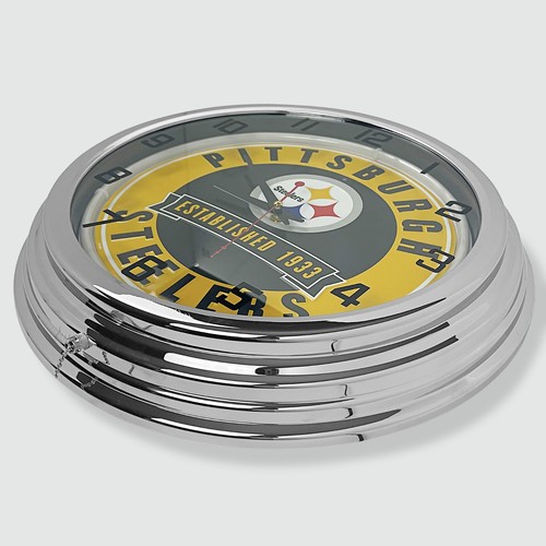 18" Pittsburgh Steelers Logo Metal Sign Designed White Neon Clock - SIGNBOX - Picture 8 of 10