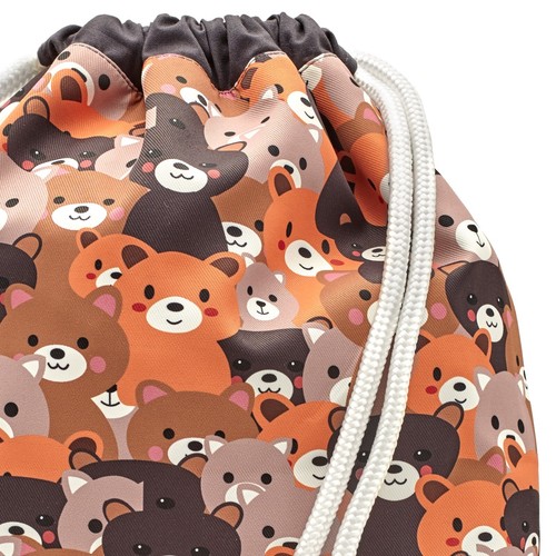 Leon By Bers Premium Turnbeutel Rucksack 35x45cm "KINDER BÄR ORANGE BRAUN" - Bild 2 von 4