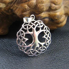 Solid 925 Sterling Silver Celtic Tree of Life Pendant - Nordic Yggdrasil Jewelry