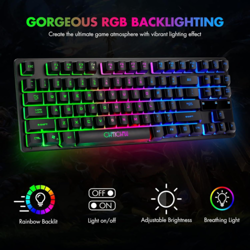 CHONCHOW 87-Key RGB Backlit Compact Gaming Keyboard - USB Wired black - Picture 2 of 7