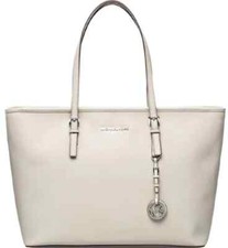 🌞MICHAEL KORS JET SET TRAVEL GREY/SILVER MULTIFUNCTION SAFFIANO TOTE BAG🌺NWT