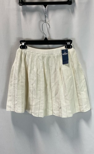 NWT Hollister Womens White Cotton Knit Pull-On Short Pleated Skirt Size XS