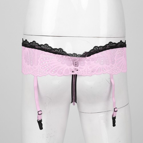 Mens Sissy Hollow Out Lace Girly G-String Thong Crossdress Underwear with AU - Picture 4 of 36