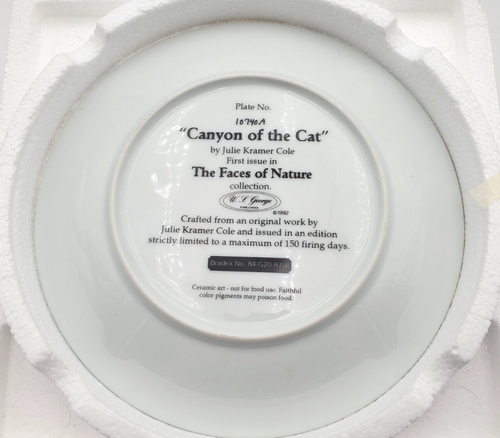 Bradford Exchange "Canyon del gatto" I volti della natura 1992 #148M 8" - Foto 6 di 7