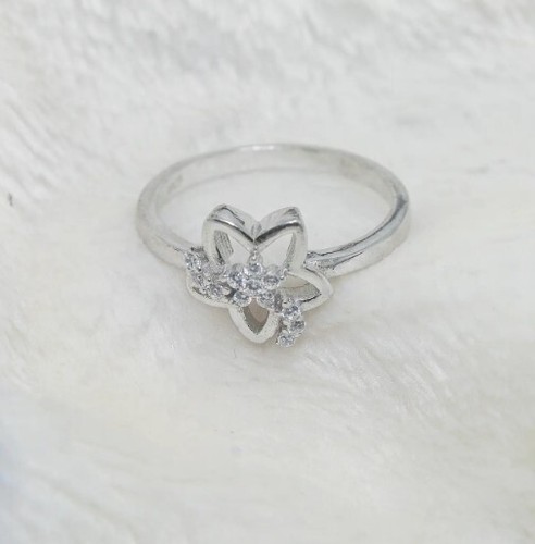 Women's Day Gift For Her Real Moissanite Star Ring White Gold Plated Silver - Picture 4 of 6