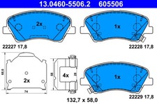 Fits ATE 13.0460-5506.2 Brake Pad Set, disc brake DE stock