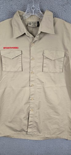 Boy Scouts of America BSA Men's Shirt Tan X-Large Short Sleeve Cotton Blend - Picture 5 of 9