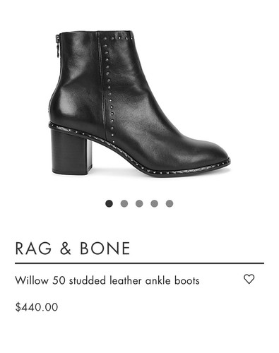 Rag & Bone Black Leather Willow Studded Ankle Boots Size US 7.5/EU 38 - Picture 7 of 8