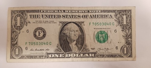 $1 Bill Fancy Serial Numbers Alternator 0s District Atlanta F-C SERIES 2013 - Picture 1 of 9
