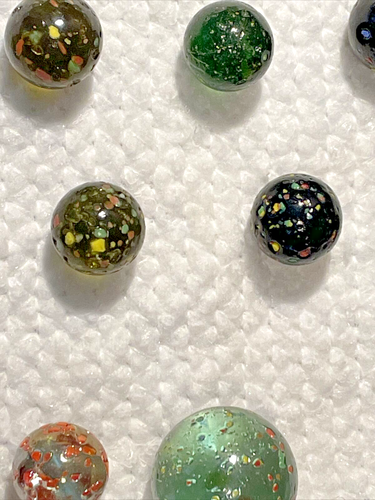 33 Glass Marbles Vintage Confetti Clear Speckled Multicolor Bumpy Vintage Mixed - Picture 4 of 15
