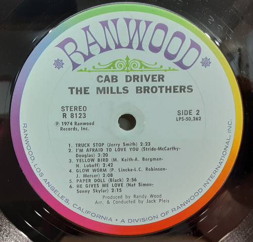 The Mills Brothers - "Cab Driver" - Ranwood - R-8123 - 1974 - VG - Picture 4 of 4