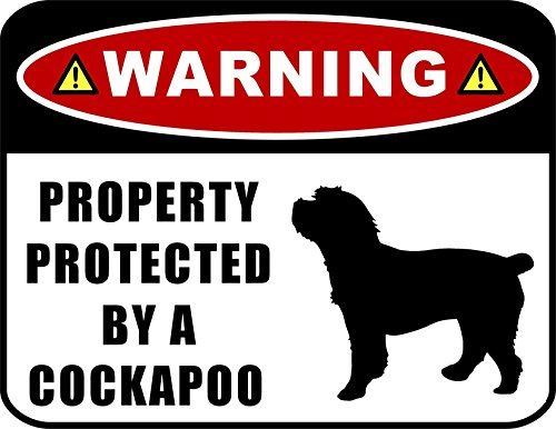 Warning Property Protected by a Cockapoo (SILHOUETTE) Laminated Dog Sign - Picture 1 of 1