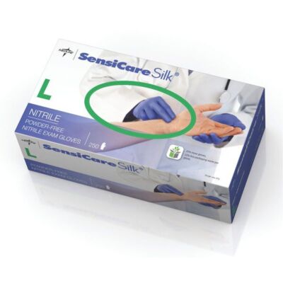 SensiCare Silk Nitrile Exam Gloves: LARGE 250/Bx. Powder-Free