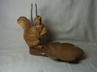 Nut Bowl with Squirrel Wood Carved and Nutcracker Vintage German #BO