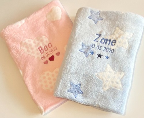 Personalised new baby boy gift - personalised embroidered baby blanket - Picture 2 of 7