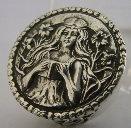 PRETTY ENGLISH SOLID STERLING SILVER BOX 1986 ART NOUVEAU STYLE - Picture 2 of 6