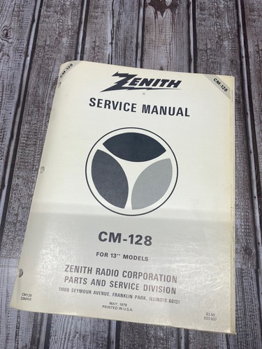 VINTAGE ZENITH CM-128 MODEL AND COLOR-TV SERVICE MANUAL (MAI, 1979)