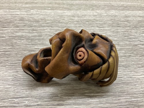 Tribal African Vintage ART Mask Man Hand Carved Leather Rare sculpture Wall 4" - Picture 5 of 10