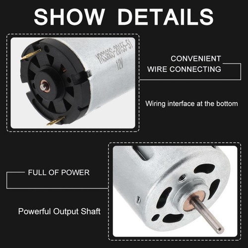 RS360 12V DC Motor 12000RPM High Speed Carbon Brush Micro Motor for DIY Toys - Picture 10 of 12