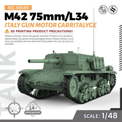 48689 V1.9 1/48 25mm Model Italy M42 75mm/L34 Gun Motor CarrItaly WT