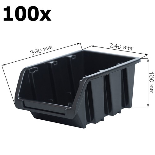 Stapelboxen schwarz 5 Größen Sichtlagerkästen Box Schütte Organizer Kunststoff - Bild 41 von 41