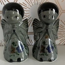 Vintage Tonala Angel Mexican Folk Art Pottery Tonala Flower Set of 2