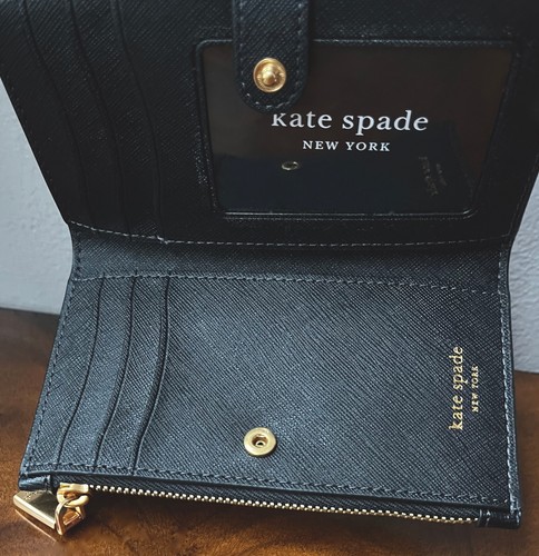 Kate Spade Ltd Ed schmale schwarze Leder-Geldbörse mit 3D-Verzierung ELLIE ELEPHANT mit Doppelfaltung - Bild 9 von 10
