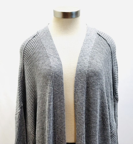 NWT SONOMA Women Long Sleeve Open Front Knit Gray Long Cardigan Sweater Size 3X - Picture 2 of 15