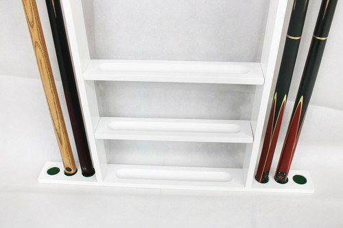 Accesorios de billar Queue Cue Kö soporte de pared para 6 soporte de cola + estante de bolas blanco - Imagen 4 de 6