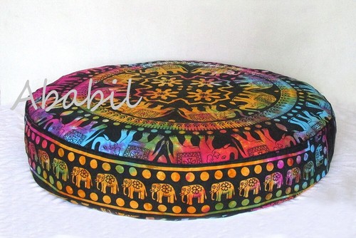 42X6" Handmade Tie Dye Elephant Mandala Floor Pillow Cover Papasan Cushion Cover - Picture 2 of 4