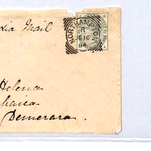 GB QV SG.192 4d Cover BRITISH GUIANA 1884 MAHAICA CDS Northampton Cat £350 YC15 - Picture 1 of 12
