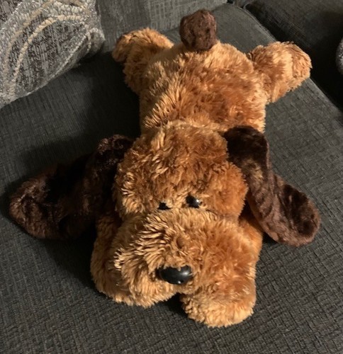 Lindo adorable marrón Ty pellet felpa perro adorable 15" de largo - Imagen 1 de 3