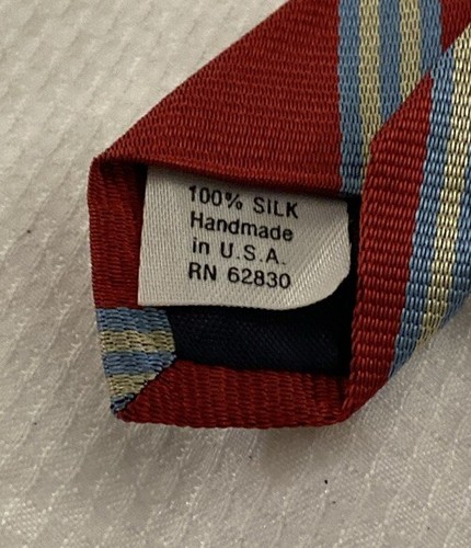 Vintage Abercrombie Fitch Striped Mens Tie Red All Silk Made in USA 56.5x3 - Picture 4 of 4