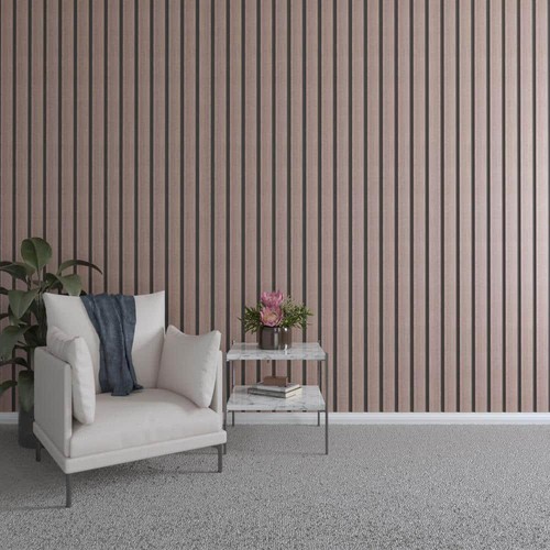 Ekena Millwork 47" x-3/8" Wall Slat Panel Kit Adjustable Wood Walnut (15-Pieces)
