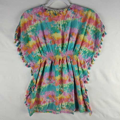 Betsey Johnson Girls Sleeveless Pullover Tassel Poncho Top Tie Dye Size 12 *FLAW - Picture 3 of 7