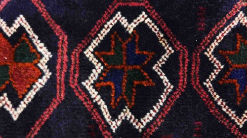 Afghan Poshti Brücke Matte Teppich 50x70 Handgeknüpft Blau Geometrisch Orient 76 - Bild 3 von 5