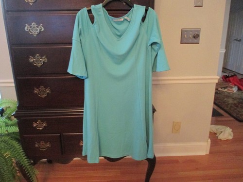 Isaac Mizrahi Aqua Open Shoulder Dress NWT S - Picture 6 of 8