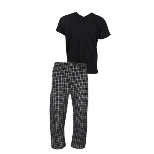 Men's Pajama Set 2pc Super Soft Short Sleeve Cozy Lounge Top & Bottom Set - Picture 2 of 25