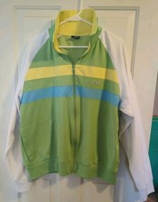 Vtg Le Tigre Striped Zip Up Track Jacket Men's XL Tiger Logo Patch Read Descript