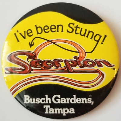 Vintage Scorpion Busch Gardens Tampa Fl Pinback Button Pin