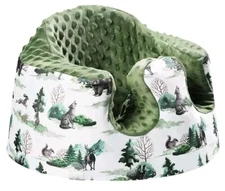 Bumbo Floor Seat Cover Green Forest Animals Baby Safety Strap Ready Anti Slip 