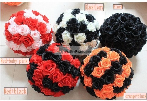 11-12" Rose Flower Kissing Ball Silk Rose Pomander for Wedding and Party 1 Piece - Picture 8 of 35