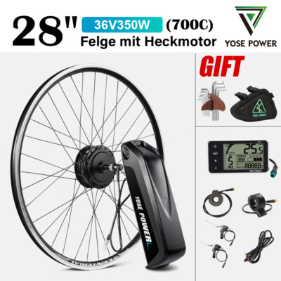 36V250W28'' E-Bike Conversion Kit Heckmotor Umbausatz Schraubkranz+36V13Ah Akku