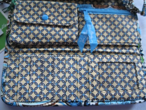 Vera Bradley BALI BLUE SLEEK WALLET Crossbody COIN CASE Check PURSE Shoulder Bag - Picture 4 of 10