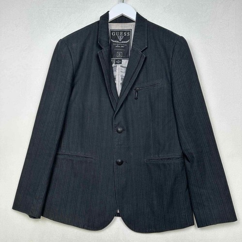 Guess Pinstripe Y2K Sports Coat Zip Pocket United Kingdom UK Blazer Men's Small - Picture 2 of 14