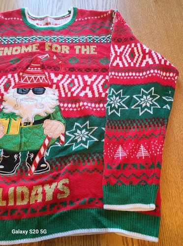 Holiday Time Gnome for the Holidays Mens Ugly Christmas Sweater 3XL 54-56 - Picture 3 of 16