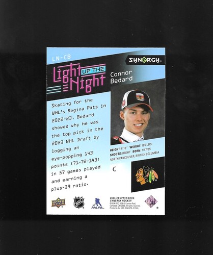 2023-24 Synergy LIMITED LIGHT UP THE NIGHT ROOKIE RC # LN-CB CONNOR BEDARD /499 - Bild 2 von 2